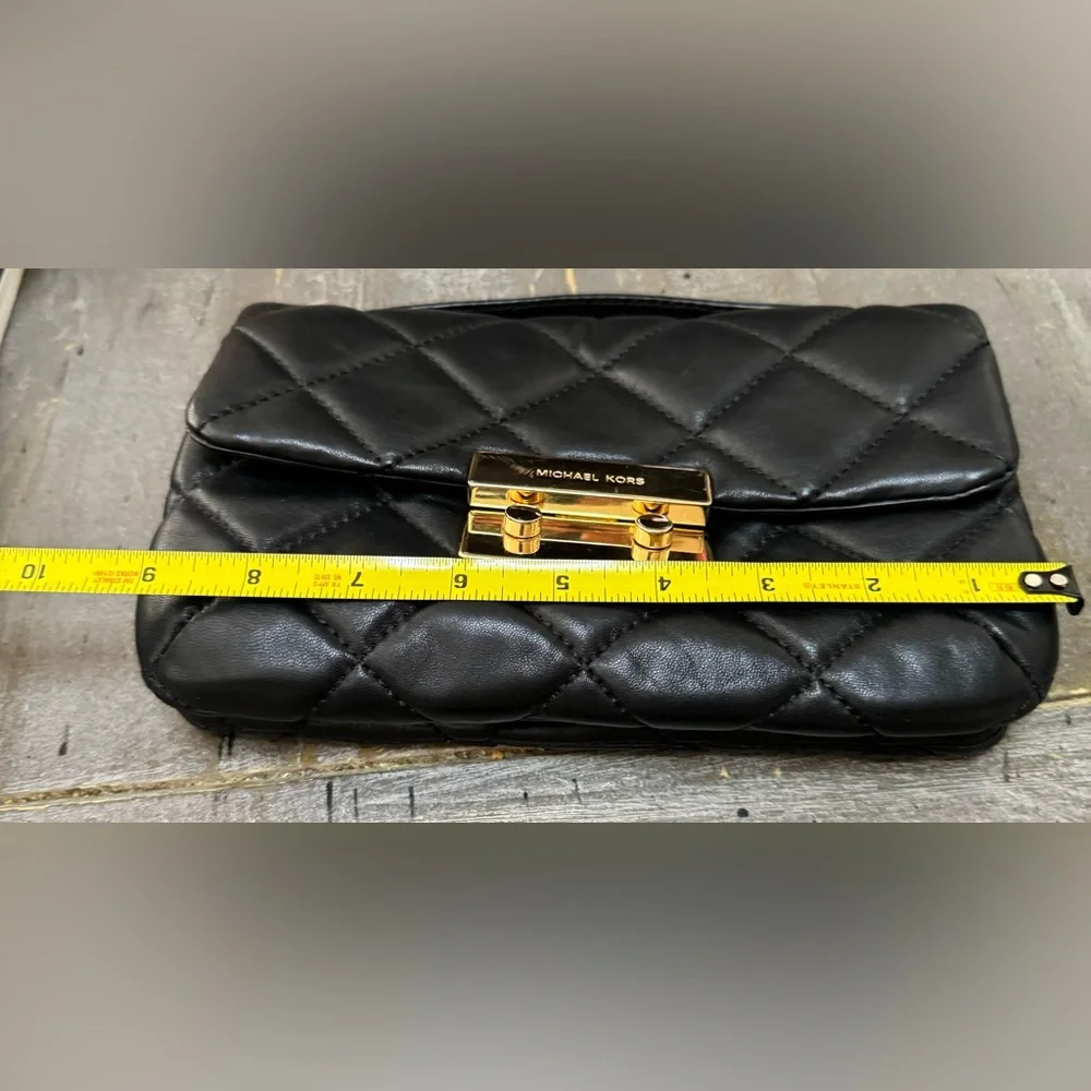 MICHAEL Michael Kors Black Quilted Shoulder Bag with Gold Chain - Picture 10 of 14